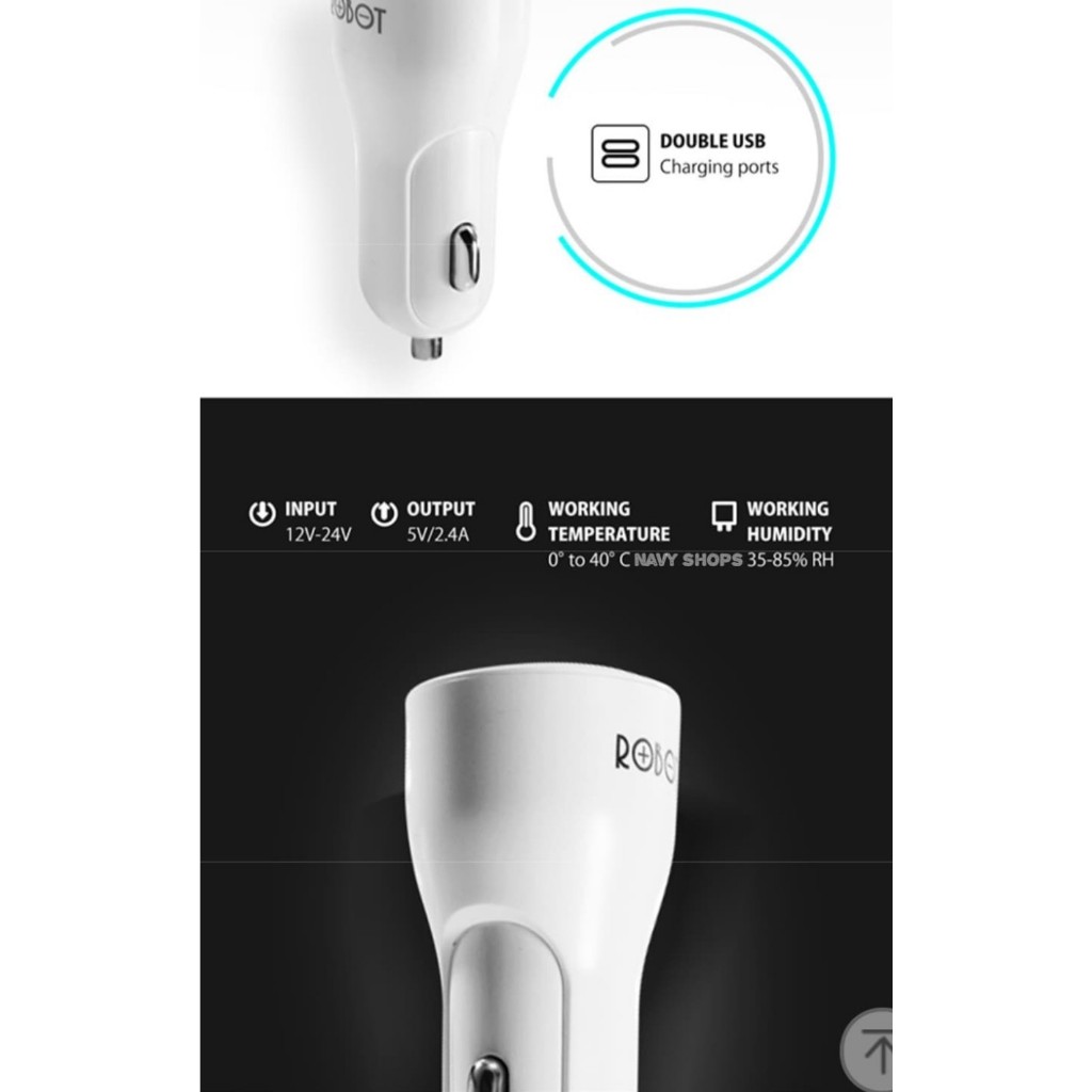 MH - Charger Mobil Robot 2 Usb - Car Charger C05S - Saver 2A Original