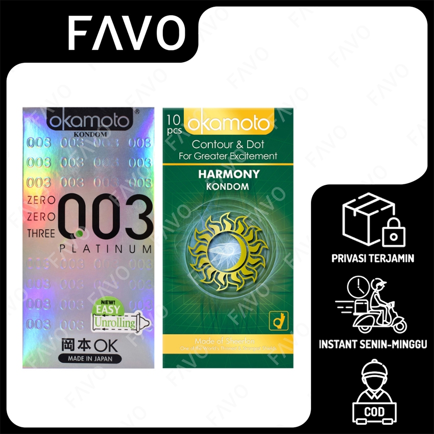 Kondom Okamoto Platinum - 10 Pcs + Kondom Okamoto Harmony - 10 Pcs