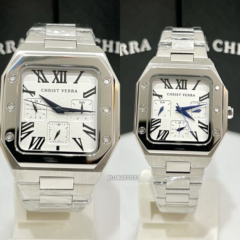 JAM TANGAN COUPLE CHRIST VERRA CV 921790 SILVER STAINLESS ORIGINAL