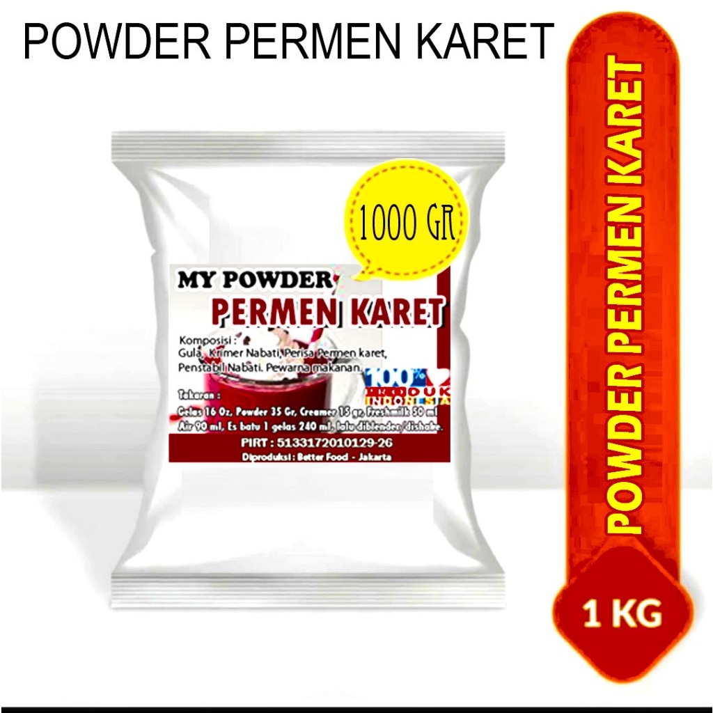 

1 KG Bubuk minuman PERMEN KARET 1000 gr/ PERMEN KARET WARNA PINK.