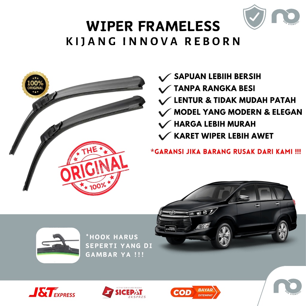 Wiper Mobil Frameless Kijang Innova Reborn Sepasang Isi 2 Pcs Kanan Kiri  Wiper Kaca Mobil Kijang In