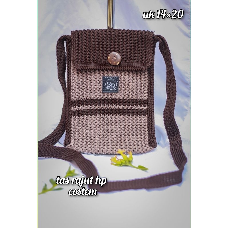 tas rajut hp murah berkualitas model combinasi / slinbag