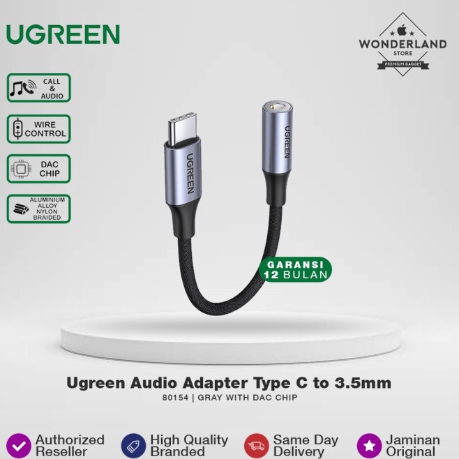 Ugreen Audio Converter USBC to Jack 35mm DAC Chip Headphone Open Mic ART B4B9