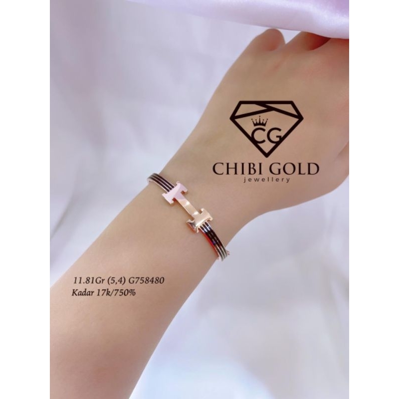 CHIBI GOLD - Gelang tangan Bangle H  emas 750 kadar 17k G758480 - Chibigold