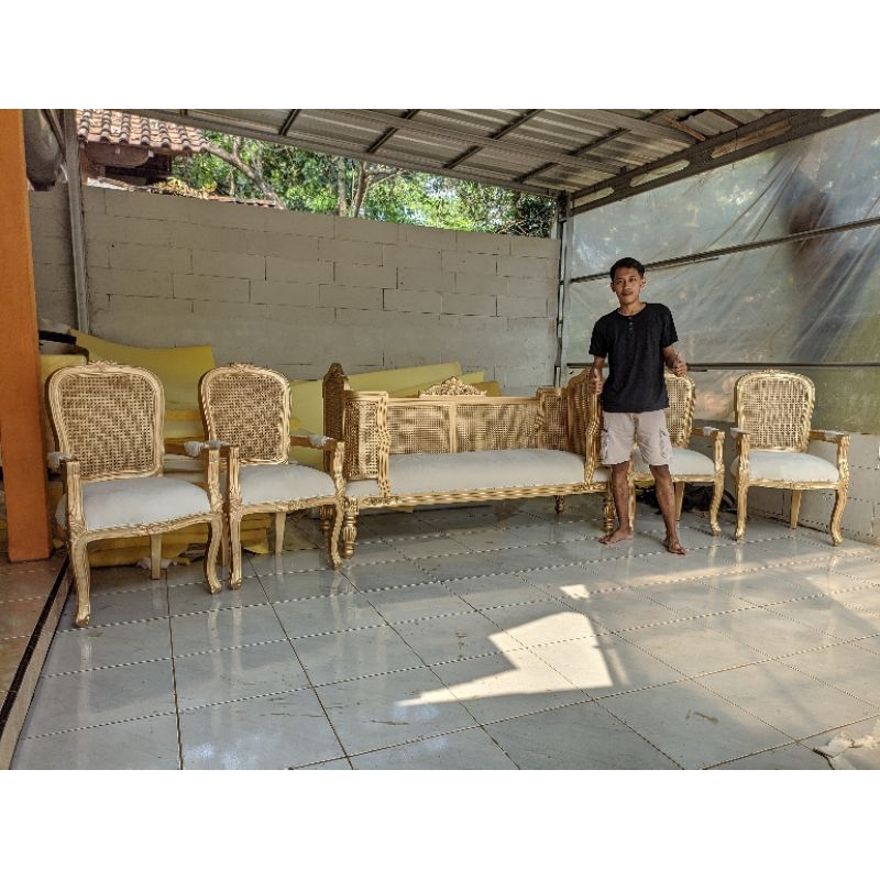 kursi pelaminan rotan doyok rustic