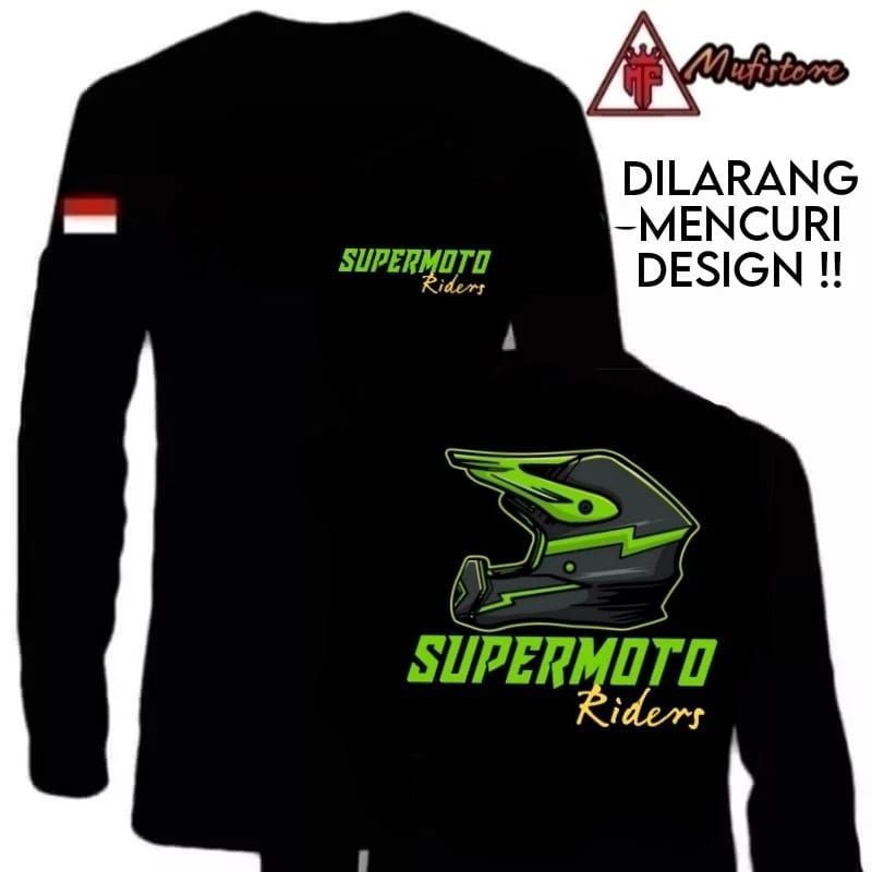 KAOS LENGAN PANJANG SUPER MOTO RIDERS CORAK HIJAU