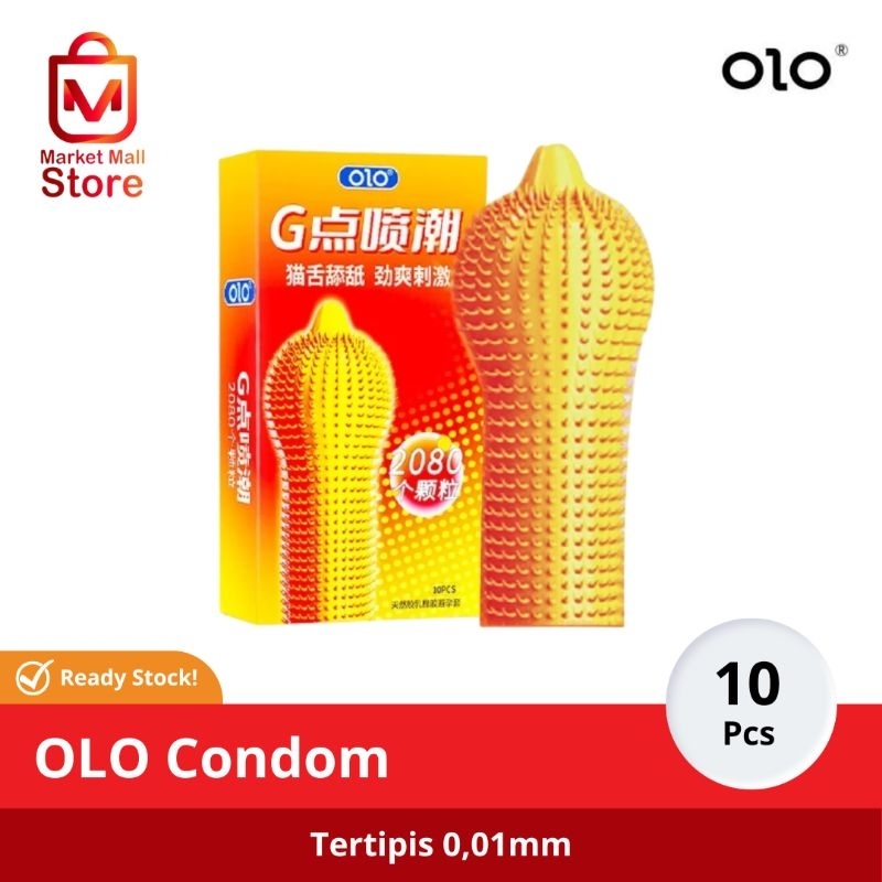 Kondom OLO 001 Ultrathin Bergerigi Tekstur Lembut Super Elastis Full Jarum 3D Condom Duri Isi 10 Pcs