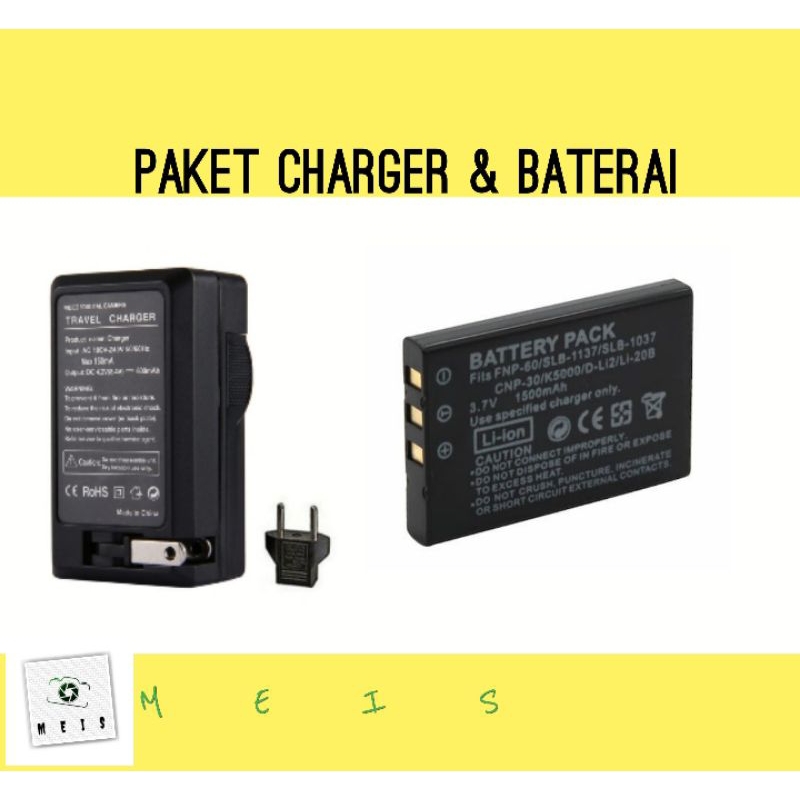 Charger & Baterai Pentax Optio 330 330RS 430 430RS 450 Casan Batre