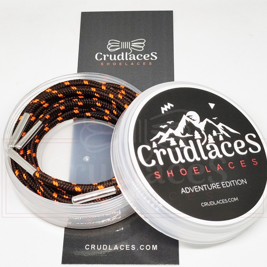 PROMO SALE Tali Sepatu Gunung Bulat Coklat Motif Oren Shoelaces Round Ujung Tali Aglets Metal Besi C