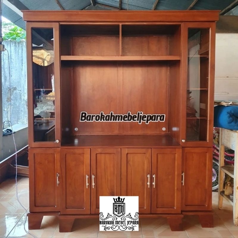 Bufet TV partisi lemari kabinet , meja tv jati , partisi kayu jati , kabinet jati , Buffet jati mini