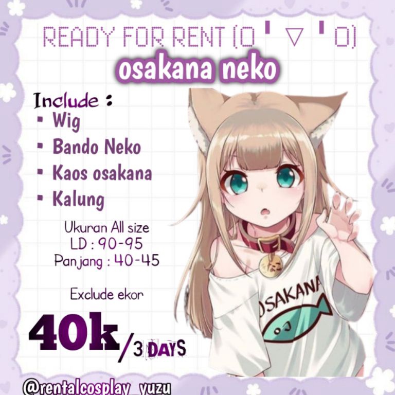 DISKON SEWARENTAL ONLY OSAKANA NEKO COSPLAY COSTUME WIG OSAKANA NEKO COSPLAY MURAH COSTUME COSPLAY O