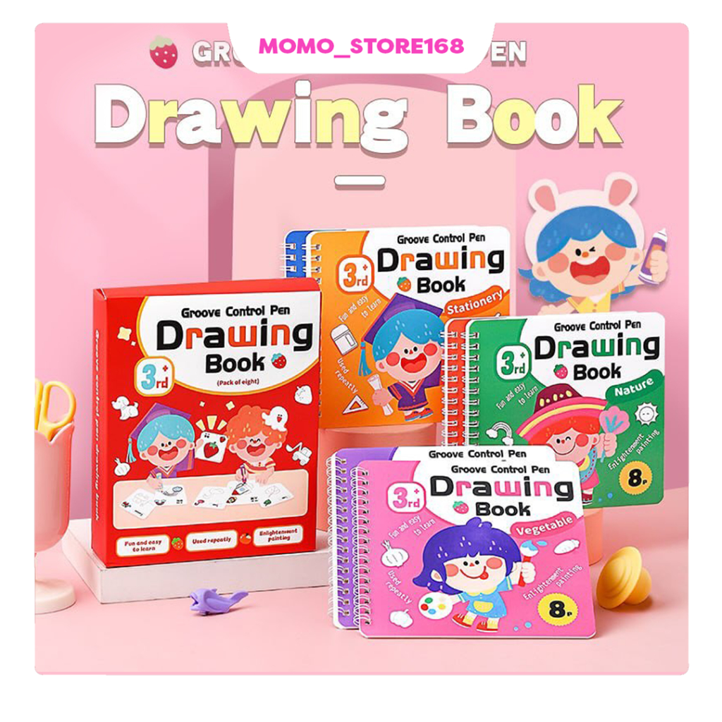 

Buku gambar mewarnai anak 4 PCS / 1SET coloring book sudah free pena menggambar
