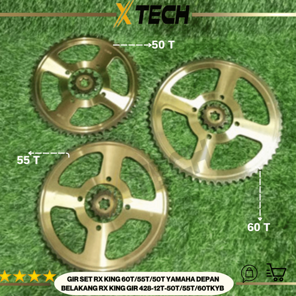 GIR SET RX KING 60T/55T/50T YAMAHA DEPAN BELAKANG RX KING GIR 428-12T-50T/55T/60T GIR GIGI TARIK BEL