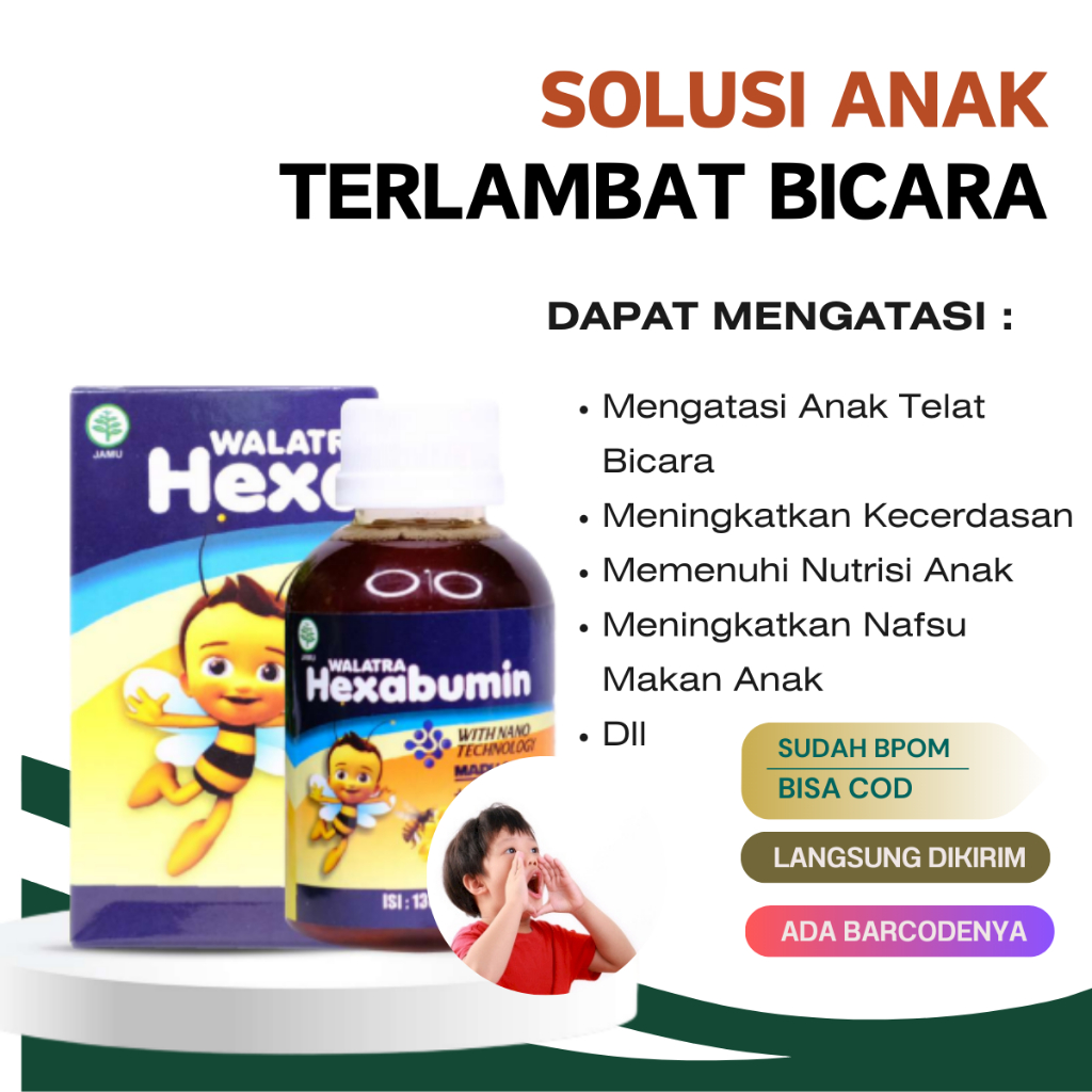 Hexabumin Terlambat Bicara - Vitamin Anak Terlambat Bicara - Obat Anak Cepat Bicara Speech Delay