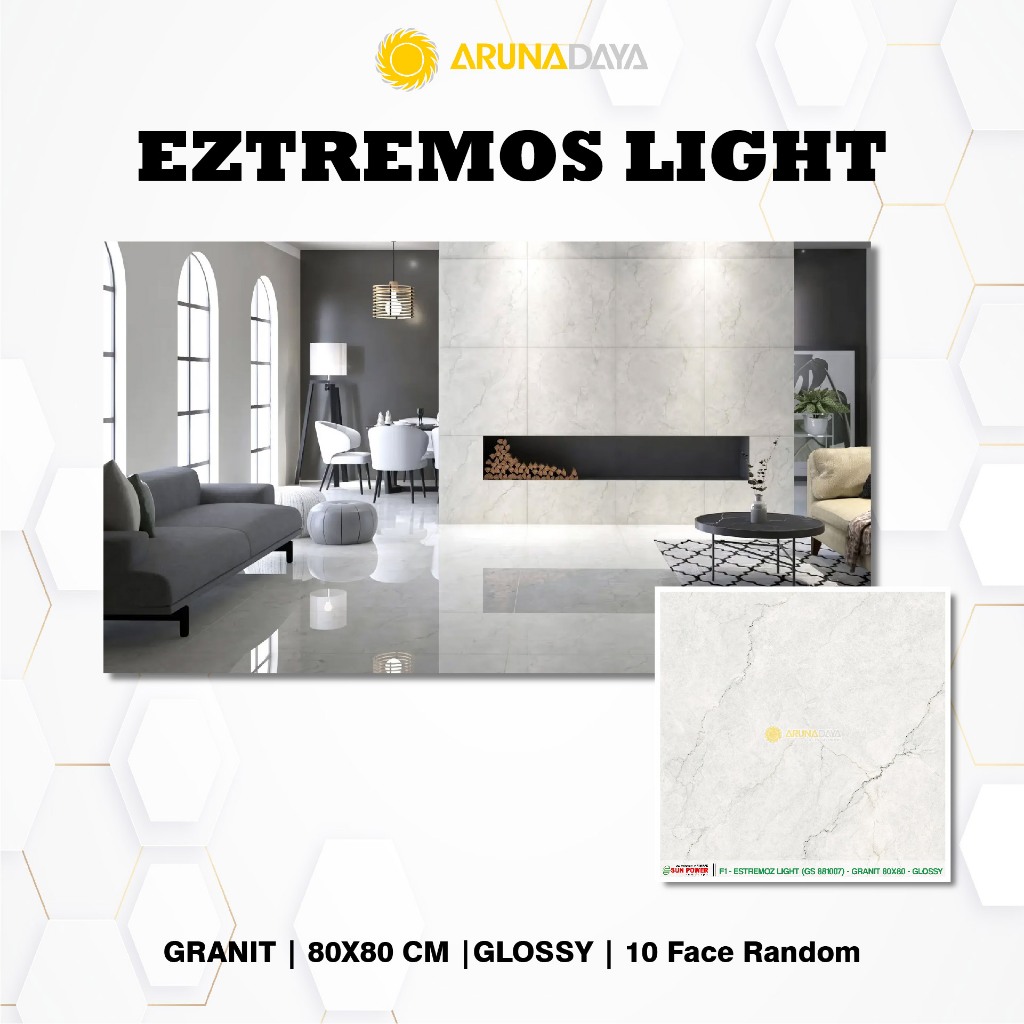 LANTAI GRANIT GLOSSY SUNPOWER - EZTREMOS LIGHT UKURAN 80X80CM