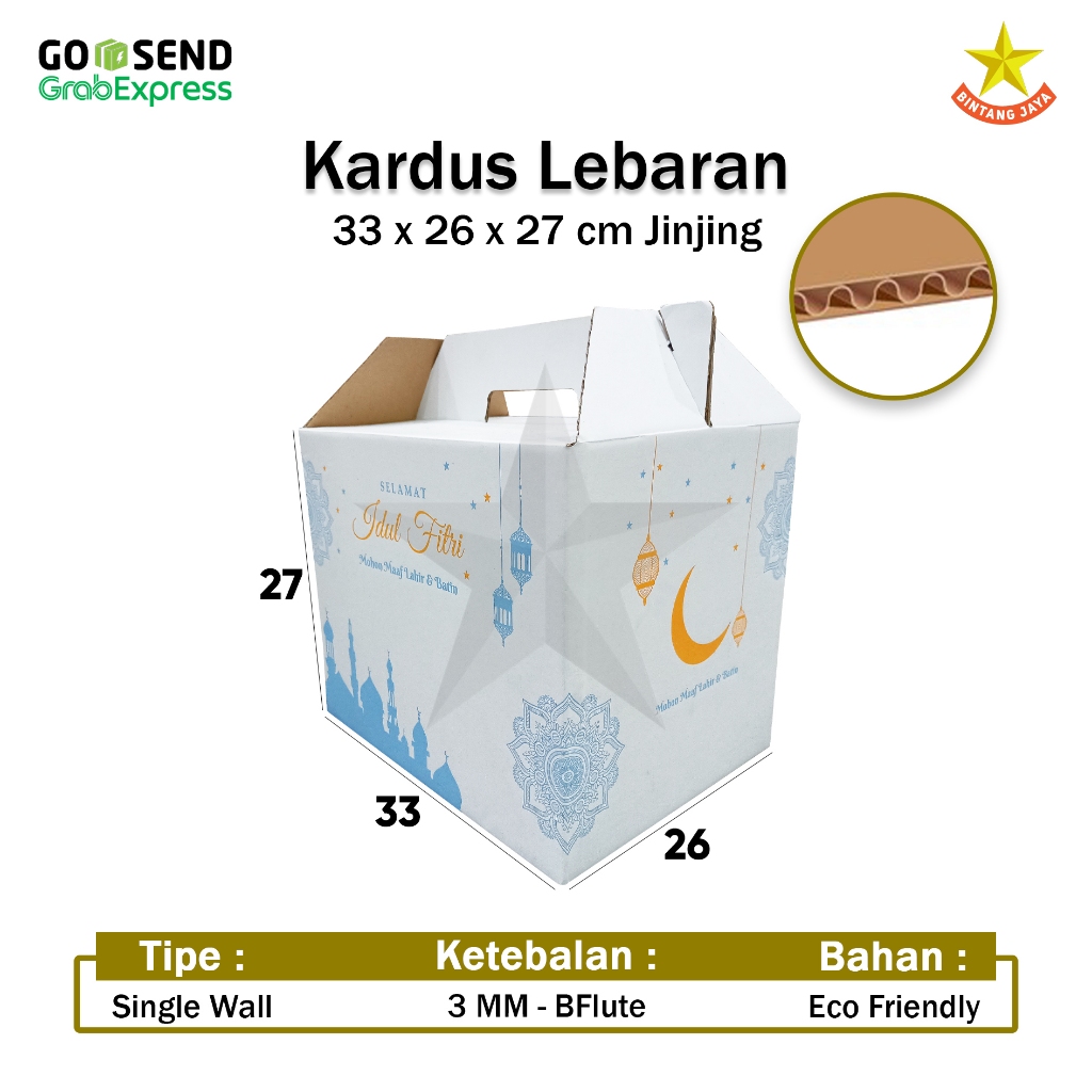 

Gable Box Idul Fitri Kardus Parcel Kardus Jinjing Kardus Tenteng Kardus Sembako Kue Kering 33x26x27