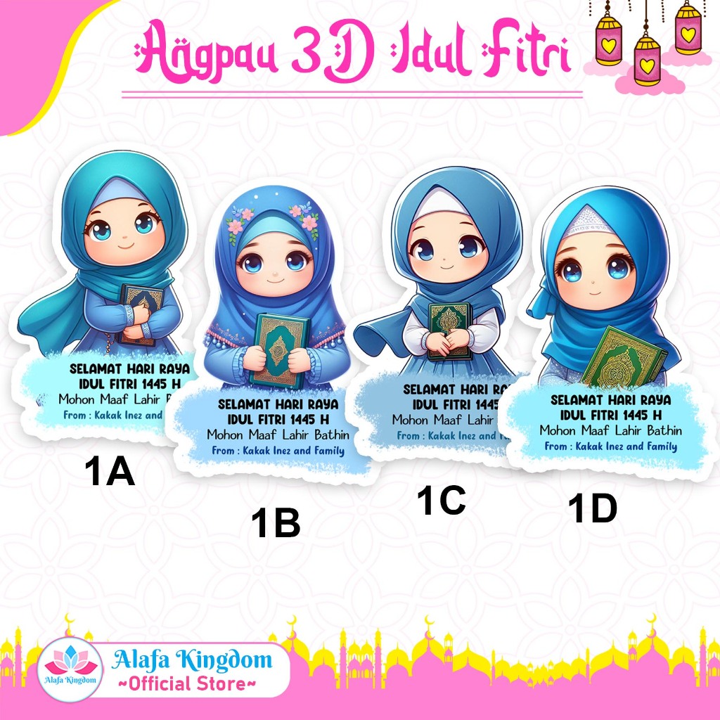 

alafakingdom 8 Pcs Angpau Lebaran Idul Fitri 3D Kekinian Custom 01