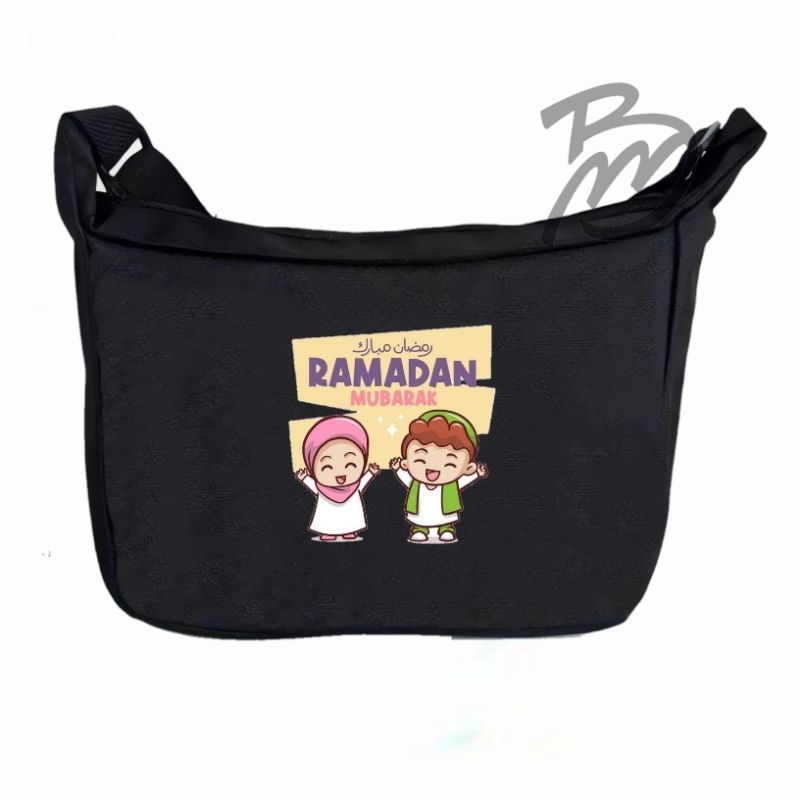 tas selempang anak sekolah TK SD pria/wanita motif ramadan Mubarak