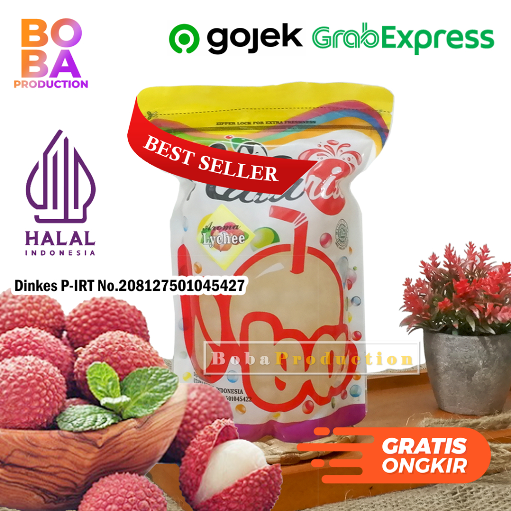 

Popping Boba Nataria Jelly Boba LYCHEE 500gr - Poping Boba Leci - BobaProduction