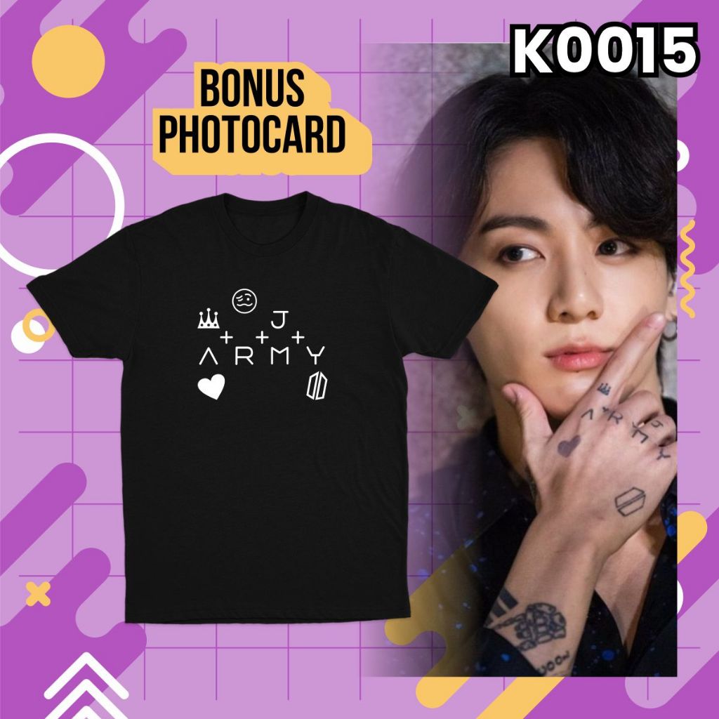 K0015 Kaos Jungkook JK Tato Tangan Army Free Photocard