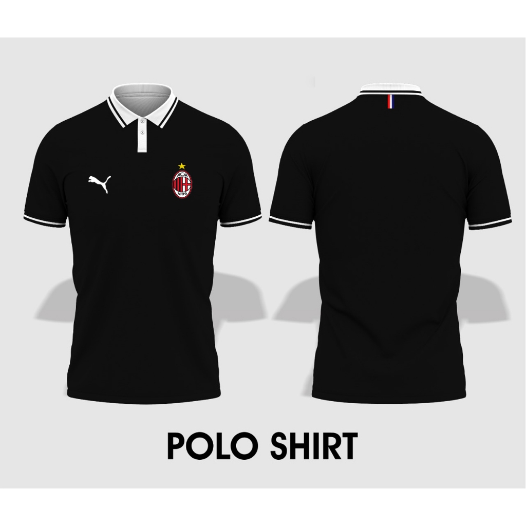 kaos polo kerah logo ac milan terbaru polo shirt pria tebal murah kaos kerah pria modern