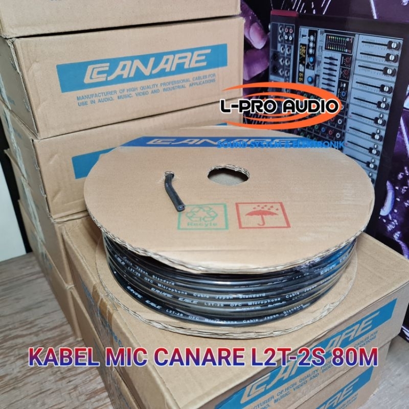 Kabel mic Canare hitam L2T-2S roll 80M micropon