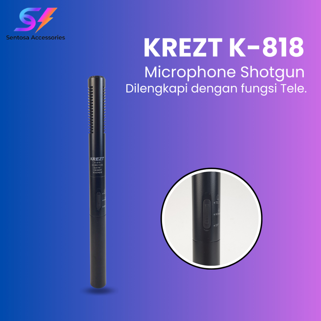 Microphone Shotgun KREZT K-818| Mik Kondensor Original | Microphone Condenser Tele