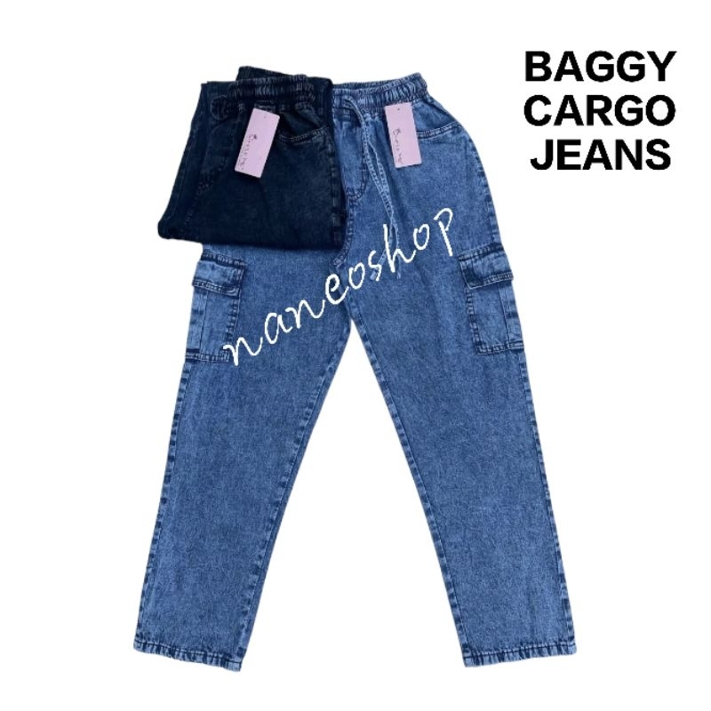 Celana Panjang Wanita Jeans Non Stretch Baggy Cargo simple me
