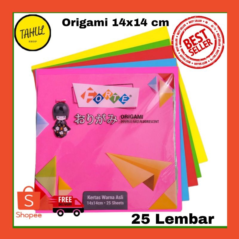 

Kertas Origami 14 x 14cm (25 lembar) 2 Sisi (Double Face) Forte kertas Lipat