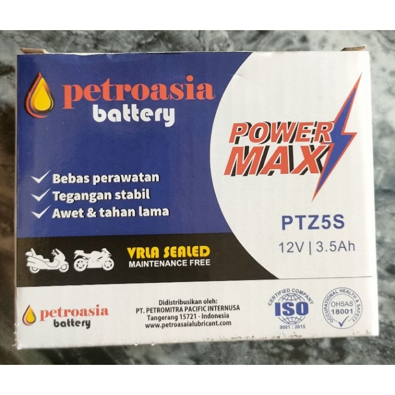 PetroAsia Power Max PTZ5S Aki Kering 12V-3,5AH