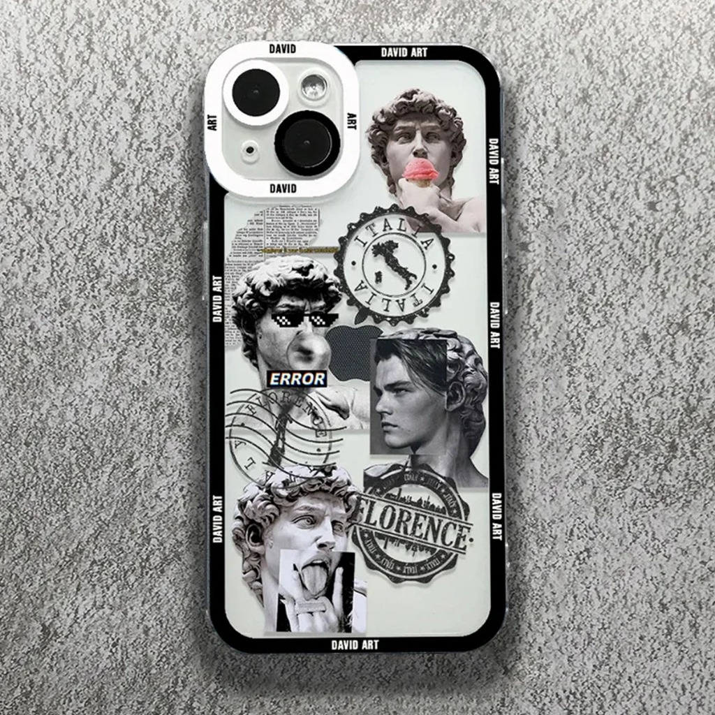 Casing Art Aesthetic Da Vinci David Mona Lisa Angel Eyes Soft Case For iPhone and android 15 14 13 1