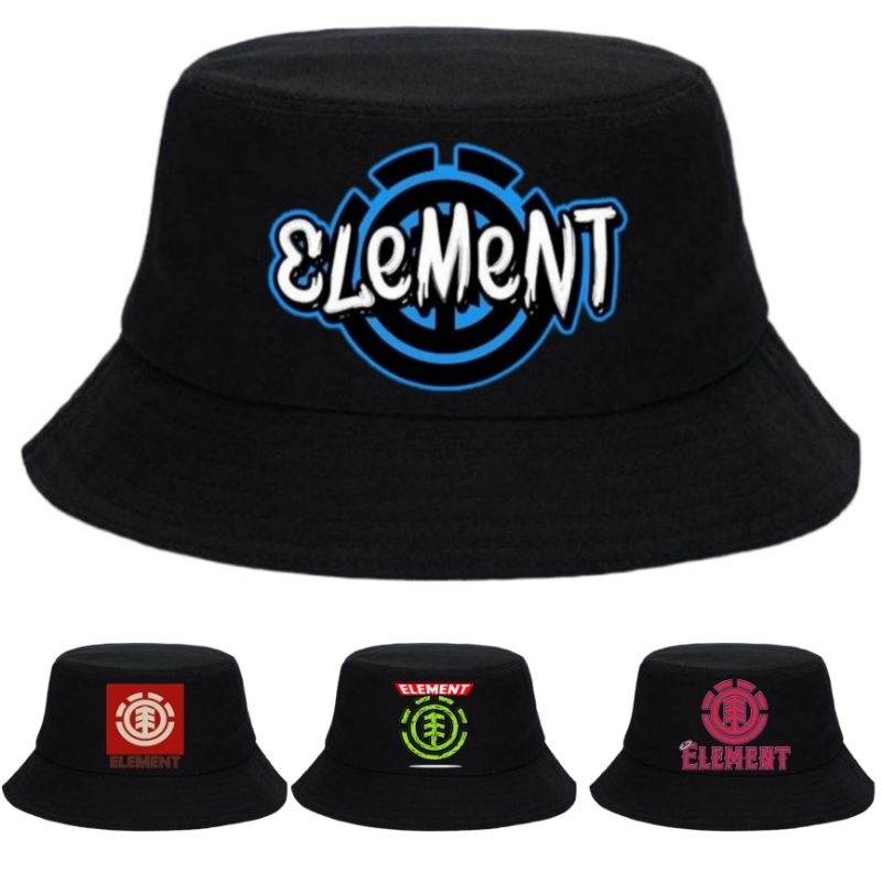 Topi Bucket Element Distro Hitam Bahan Drill Premium / Topi Distro Element / Bucket Hat Distro Eleme