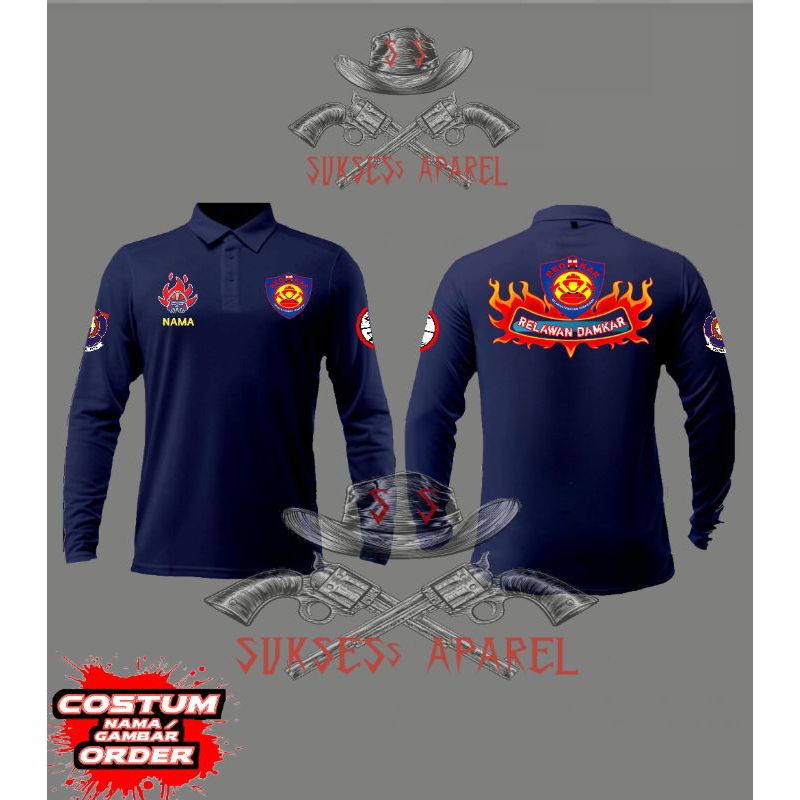 kaos redkar polo lengan panjang/pemadam/relawan damkar