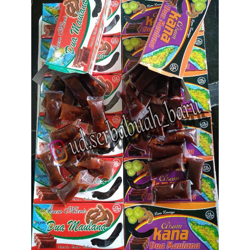 

Asam dua maulana / Asam Jawa manis,asem,pedas ( IsI 15pcs / kotak )