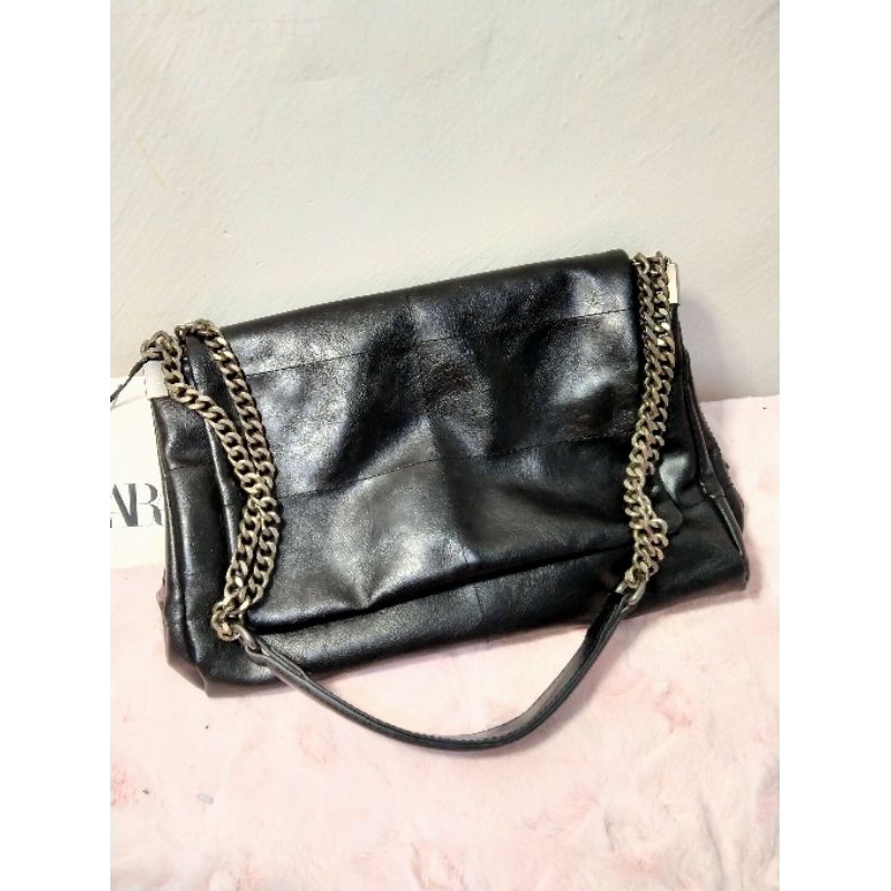 preloved zara rocker shoulder bag with flap