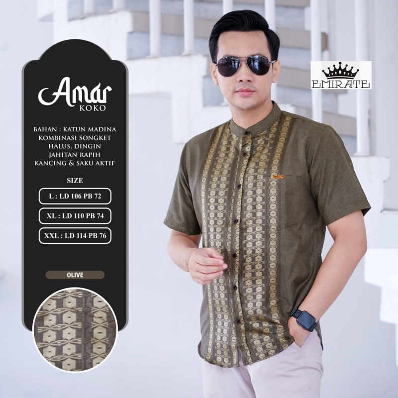 koko amar baju muslim pria koko pria baju muslim pria lengan pendek baju muslim batik koko pria bati