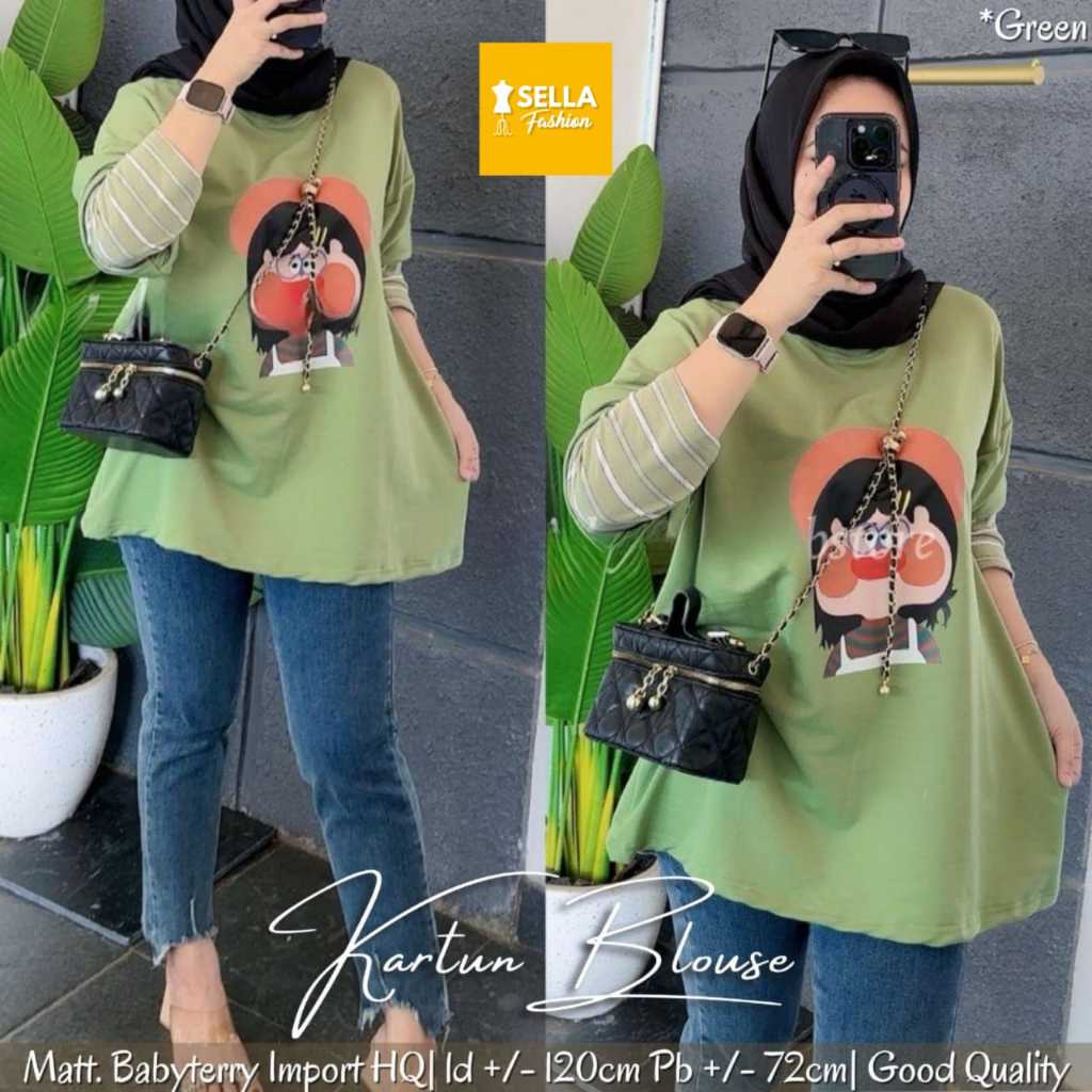 Kartun Blouse Atasan Wanita Terbaru Ld 120 Bigsize Jumbo Bahan Babyterry Impor Korea Style
