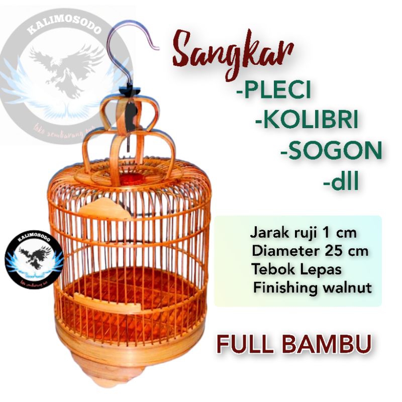 Sangkar cungkok pleci Kolibri sogon full bambu