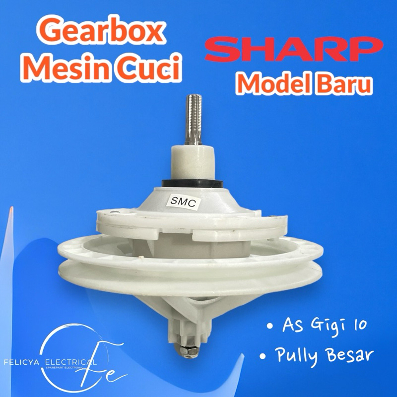 GEARBOX MESIN GUCI SHARP BARU GIGI 10 PULLY BESAR