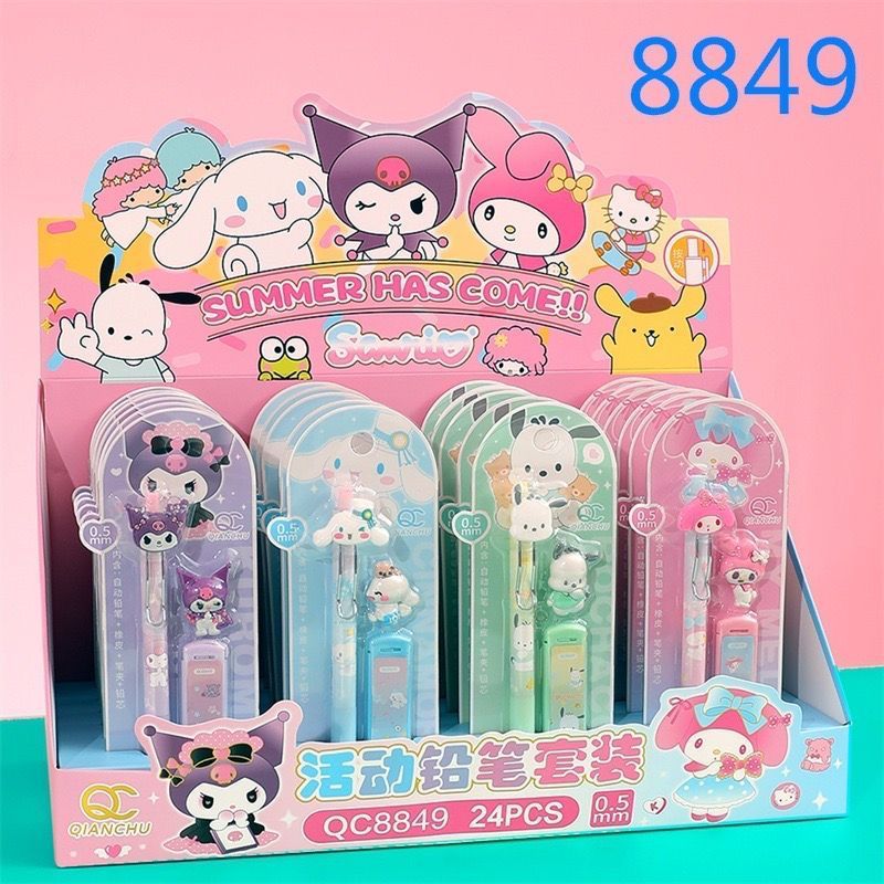 

Set pensil mekanik motif SANRIO Free Refill 0.5 mm + Penghapus 8849 / Set alat tulis anak sekolah motif sanrio