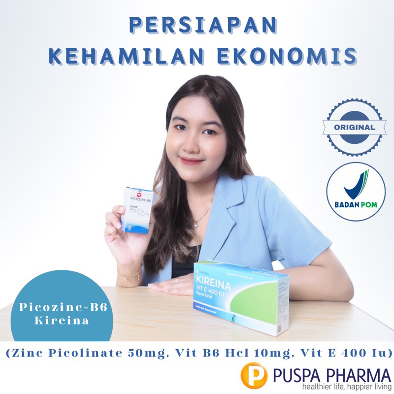 Paket persiapan kehamilan Ekonomis - Vitamin E, Zinc + B6 - Kireina Vit E 400 IU (isi 30 caps) dan P