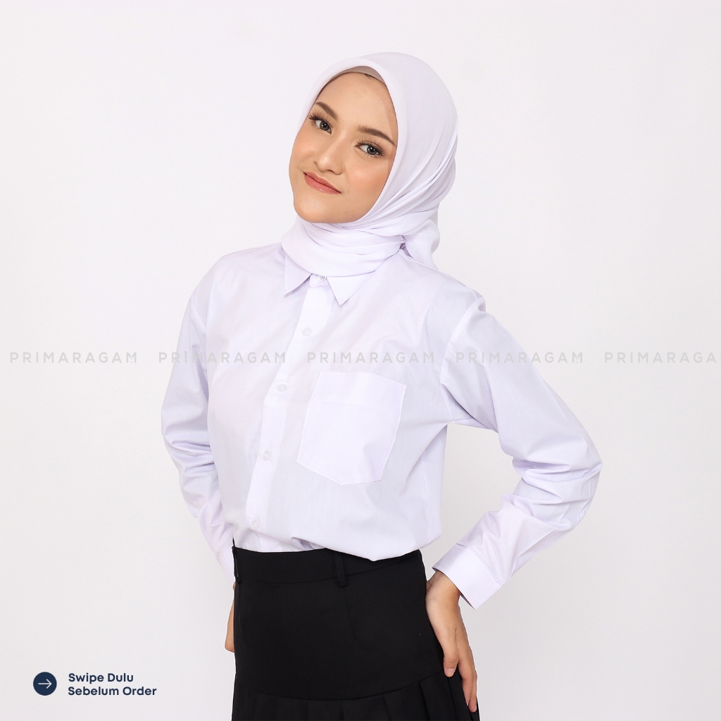 Primaragam Kemeja Putih Polos Pria Lengan Panjang Wanita Sekolah Sd Smp Sma Ospek Anak Laki Laki
