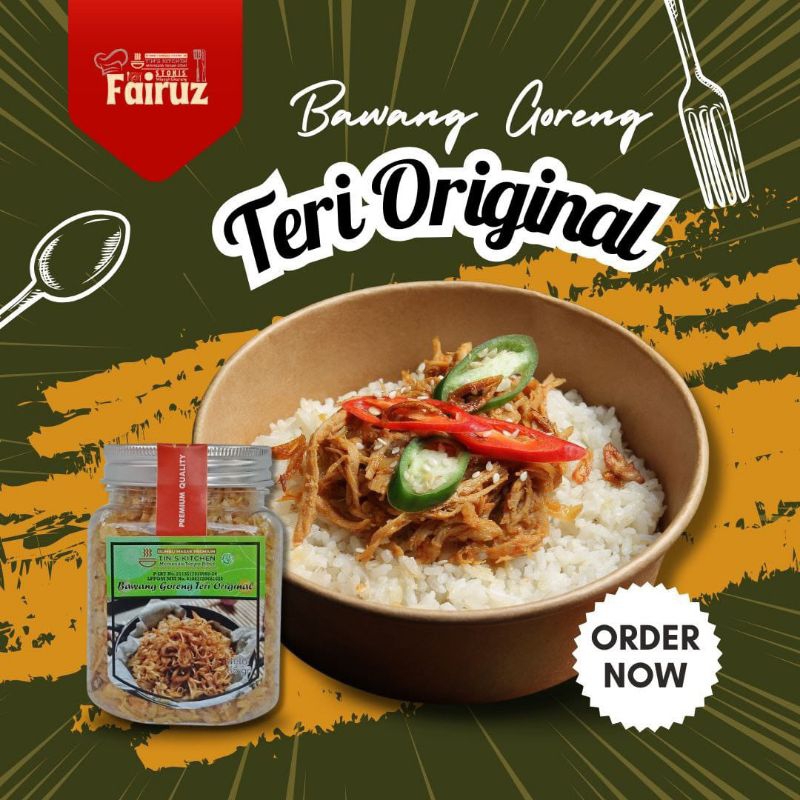 

Bawang Goreng Teri Original Tin's Kitchen Kemasan Unyu 65 gram