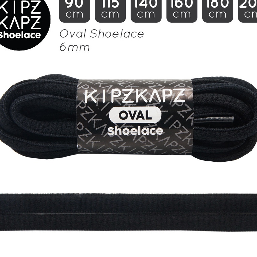 Star Seller KIPZKAPZ TALI SEPATU LONJONG  OVAL SHOELACE 6MM  O1 BLACK  9CM 115CM 14CM 16CM 18CM 2CM