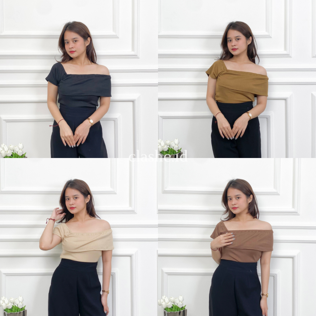 Giva Top Rib Baju Wanita Atasan Lengan Pendek Korean Style Kekinian Terbaru Ootd by Clashe