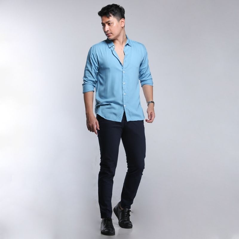 Kemeja polos Premium Blue Ice