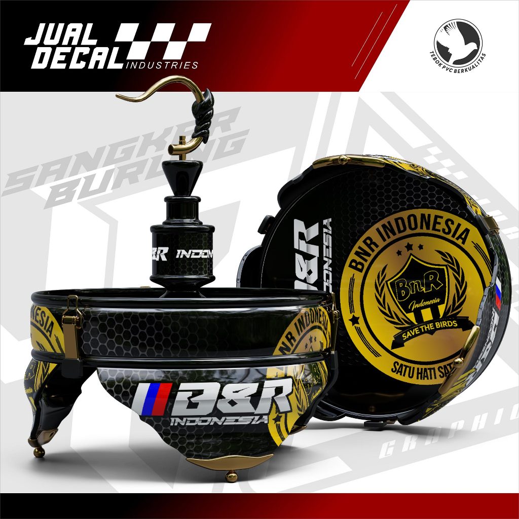 Stiker Sangkar Burung Lovebird Pleci Helopet BNR INFINITY Livery Decal Tebok Kandang Bulat Variasi