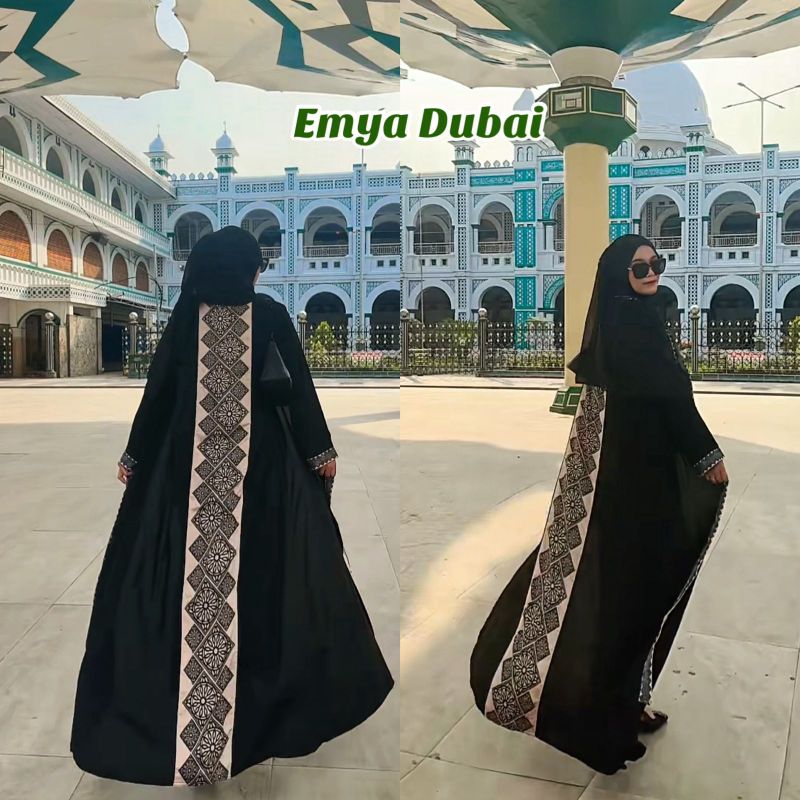 Abaya Hitam Dress Maxi Arab Emya Dubai Jalabia Gamis Wanita Terbaru
