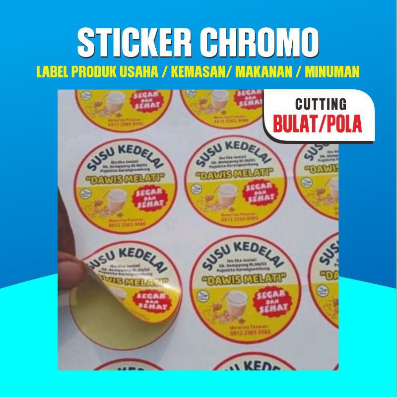 

Sticker Kromo Label Produk Usaha / Kemasan / Makanan / Minuman Bulat / Pola
