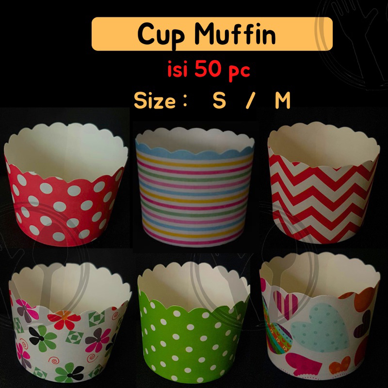 [ISI 50 pc] KERTAS ALAS MUFFIN CUP CAKE BOLU ROTI KUE (50PC) UKURAN S M PAPER CUP MUFFIN WADAH CUPCA